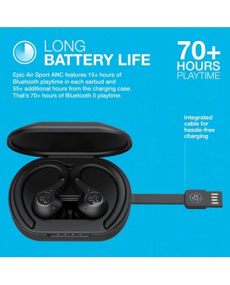 JLab Epic Air Sport ANC True Wireless Bluetooth 5 Earbuds | Headphones for Working Out | IP66 Sweatproof | 15-Hour Battery Life, 55-Hour Charging Case | Music Controls | 3 EQ Sound Settings JLab Epic Air Sport ANC True Wireless Bluetooth 5 Earbuds | Headphones for Working Out | IP66 Sweatproof | 15-Hour Battery Life, 55-Hour Charging Case | Music Controls | 3 EQ Sound Settings